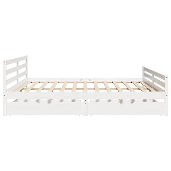vidaXL Sengeramme med madrass hvit 200x200 cm heltre furu