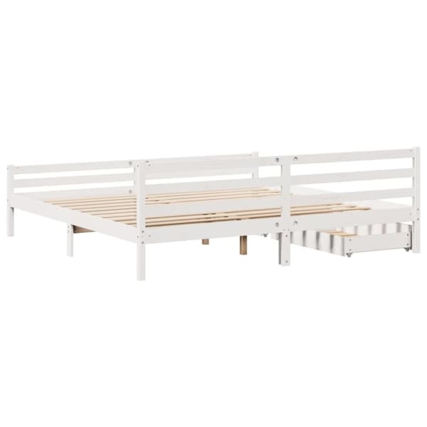 vidaXL Sengeramme med madrass hvit 200x200 cm heltre furu