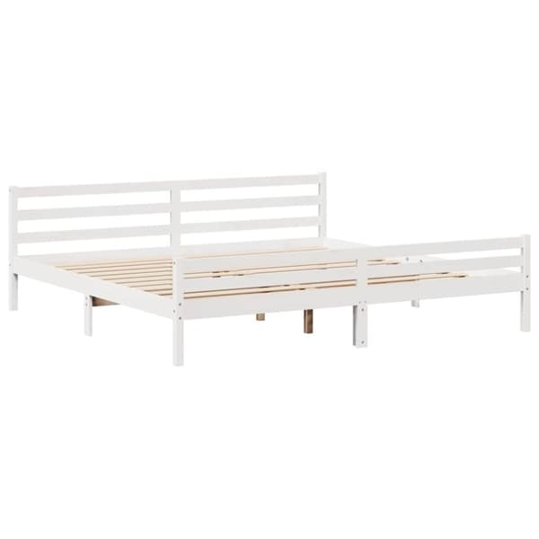 vidaXL Sengeramme med madrass hvit 200x200 cm heltre furu