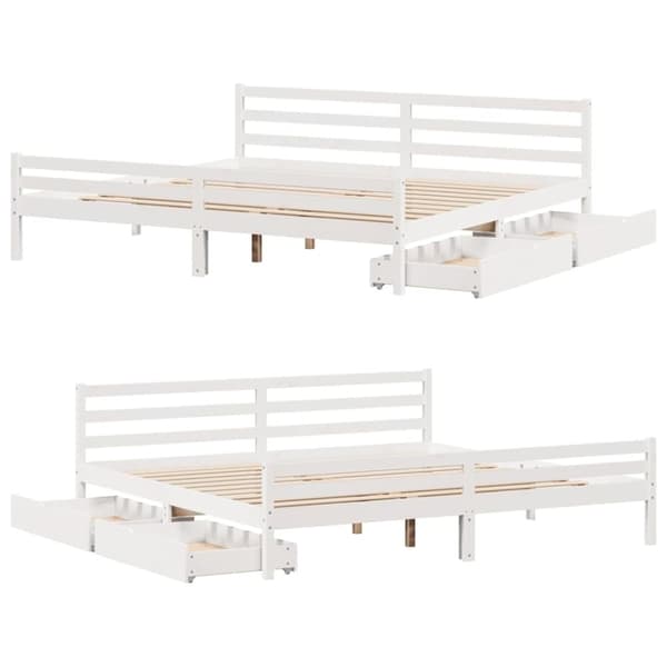 vidaXL Sengeramme med madrass hvit 200x200 cm heltre furu