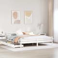 Miniatyrbilde 2 av 11: vidaXL Sengeramme med madrass hvit 200x200 cm heltre furu