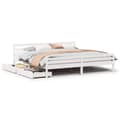 Miniatyrbilde 1 av 11: vidaXL Sengeramme med madrass hvit 200x200 cm heltre furu
