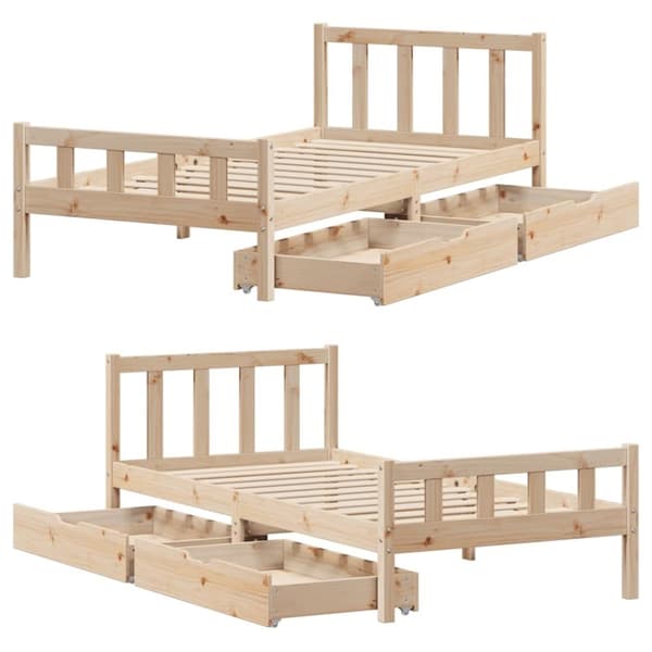 vidaXL Sengeramme uten madrass 100x200 cm heltre furu
