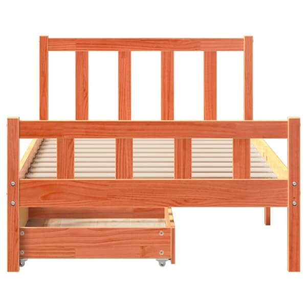 vidaXL sengeramme uden madras 75x190 cm massivt fyrretræ gyldenbrun