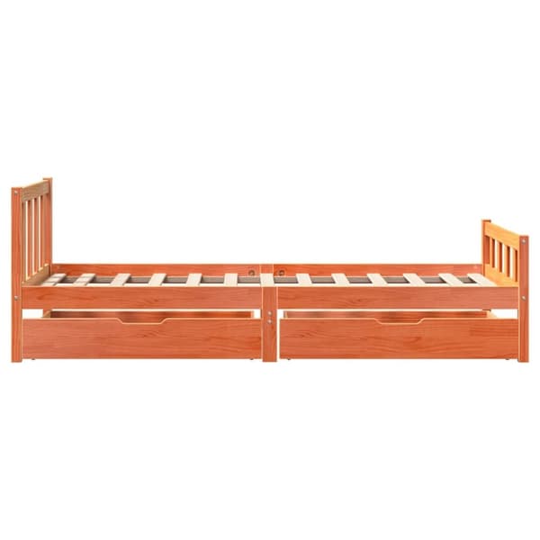 vidaXL sengeramme uden madras 75x190 cm massivt fyrretræ gyldenbrun