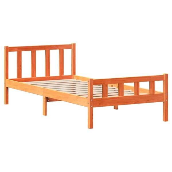 vidaXL sengeramme uden madras 75x190 cm massivt fyrretræ gyldenbrun