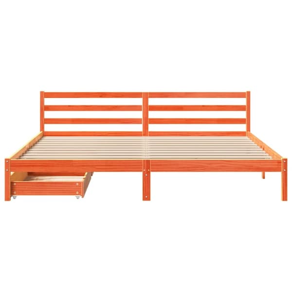 vidaXL Sengeramme uten madrass voksbrun 200x200 cm heltre furu