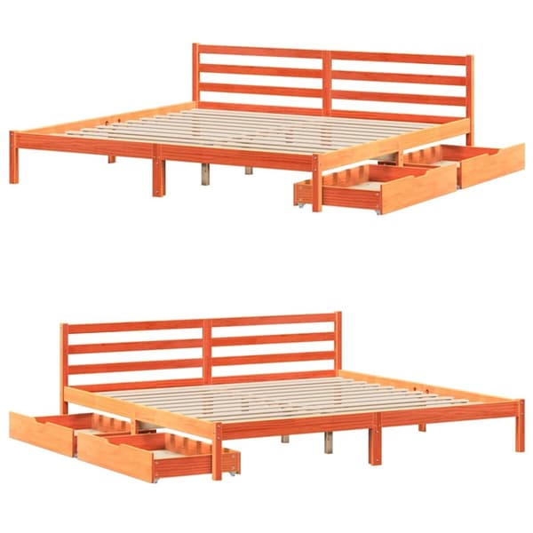 vidaXL Sengeramme uten madrass voksbrun 200x200 cm heltre furu
