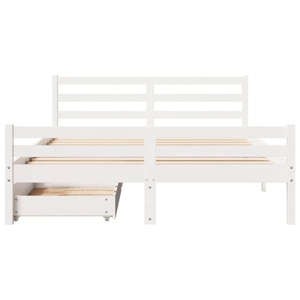 vidaXL Sängynrunko ilman patjaa valkoinen 135x190 cm täysi mänty