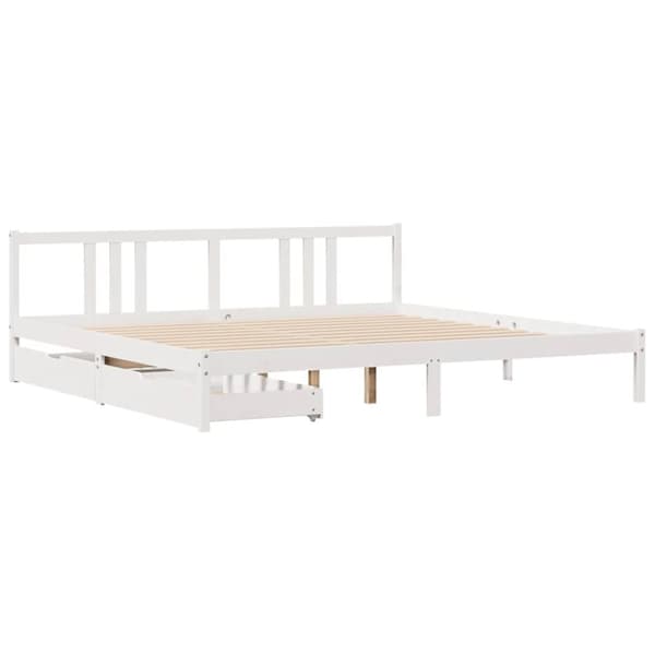 vidaXL Sängynrunko ilman patjaa valkoinen 200x200 cm täysi mänty