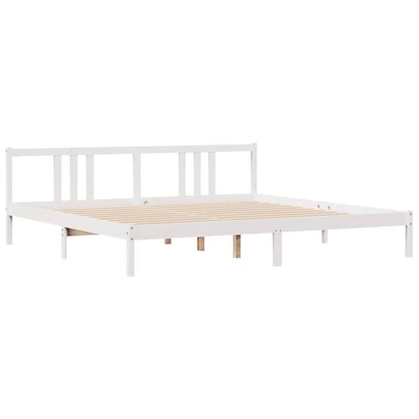 vidaXL Sängynrunko ilman patjaa valkoinen 200x200 cm täysi mänty