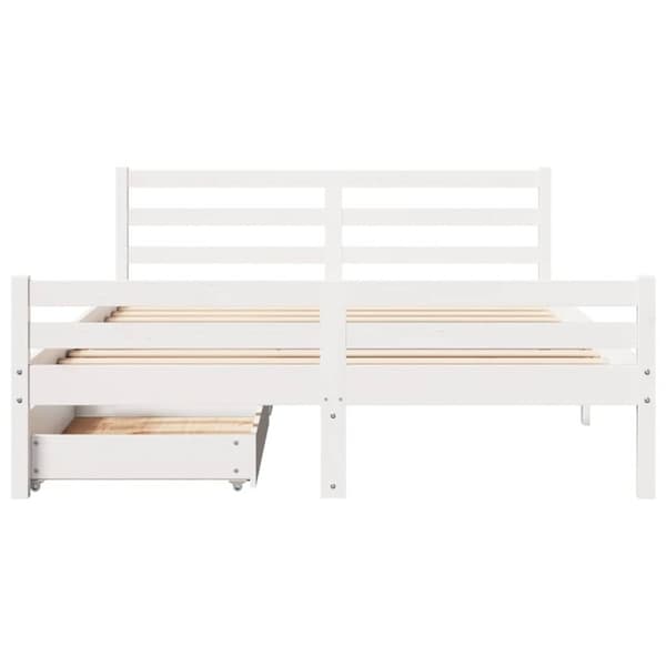 vidaXL sengeramme uden madras 160x200 cm massivt fyrretræ hvid