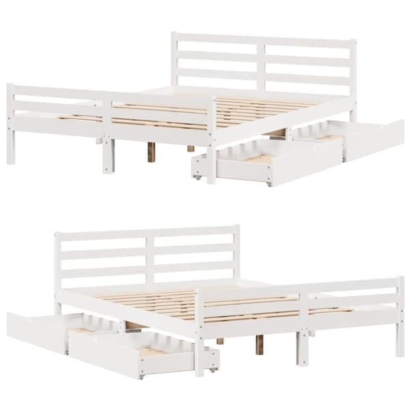 vidaXL sengeramme uden madras 160x200 cm massivt fyrretræ hvid