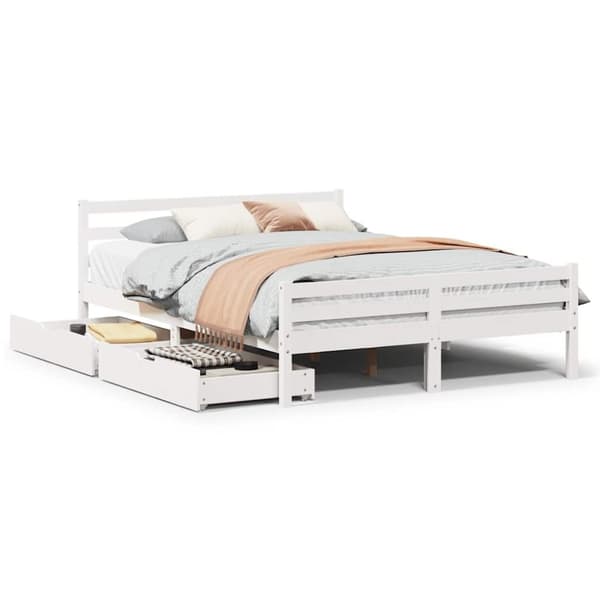 vidaXL sengeramme uden madras 160x200 cm massivt fyrretræ hvid
