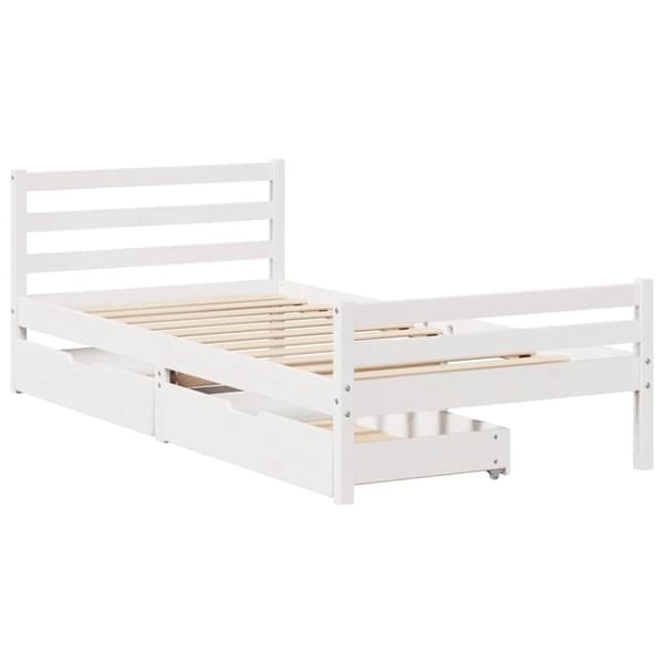vidaXL sengeramme uden madras 100x200 cm massivt fyrretræ hvid