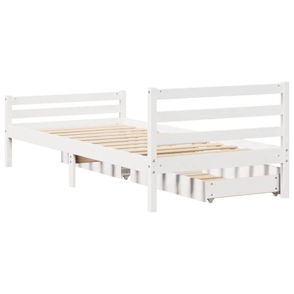 vidaXL sengeramme uden madras 100x200 cm massivt fyrretræ hvid