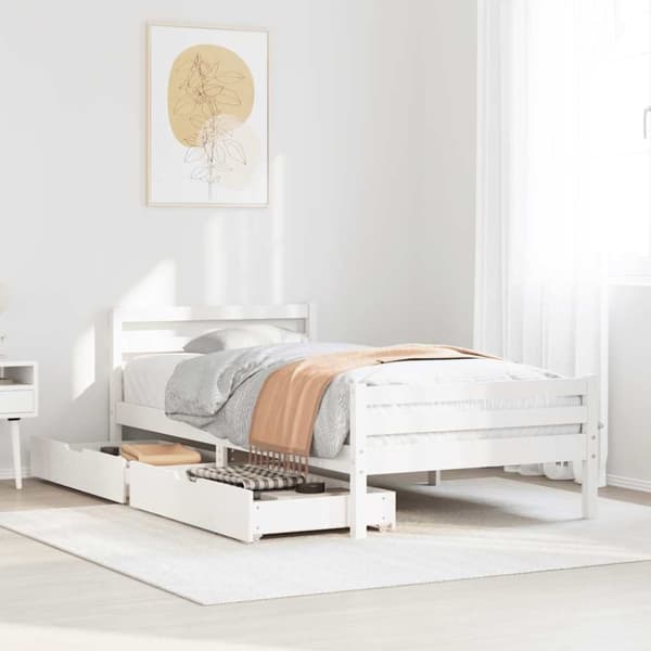 vidaXL sengeramme uden madras 100x200 cm massivt fyrretræ hvid