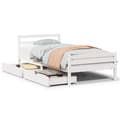 Miniatyrbillede 1 af 11: vidaXL sengeramme uden madras 100x200 cm massivt fyrretræ hvid