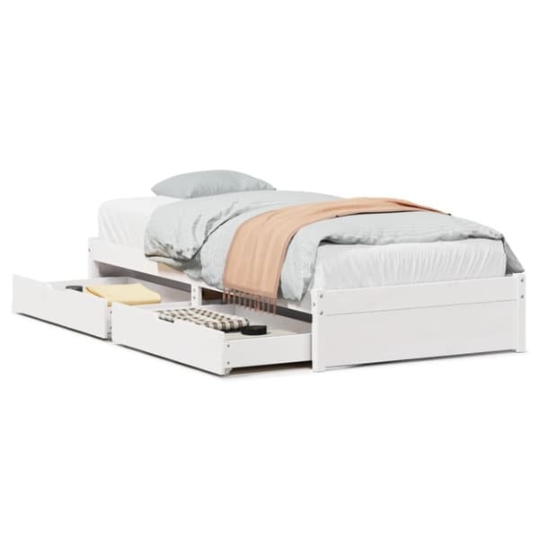 vidaXL Sengeramme uten madrass hvit 75x190 cm heltre furu