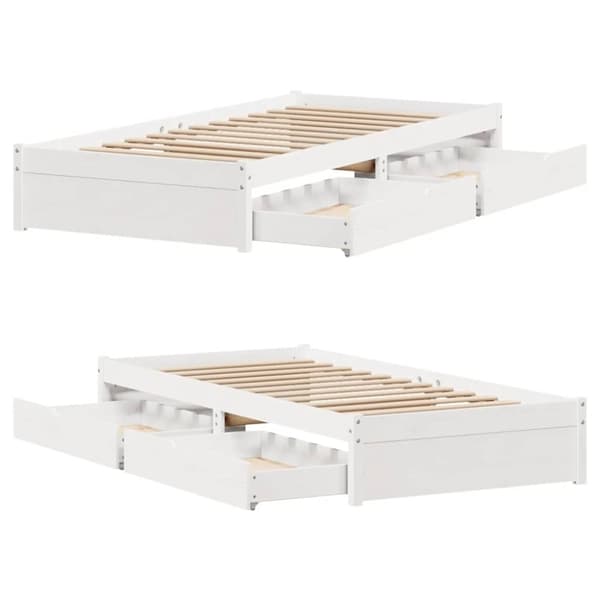 vidaXL Sengeramme uten madrass hvit 75x190 cm heltre furu