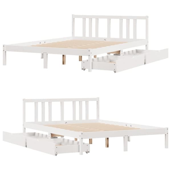 vidaXL Sengeramme uten madrass hvit 150x200 cm heltre furu