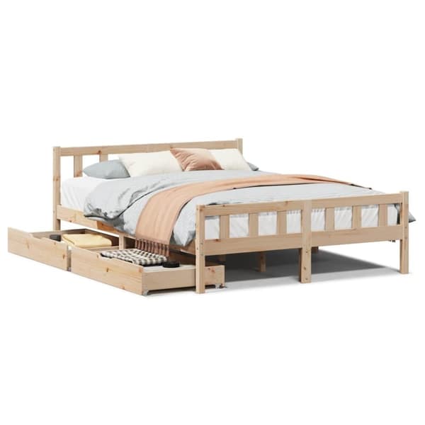vidaXL Sängram utan madrass 160x200 cm massiv furu