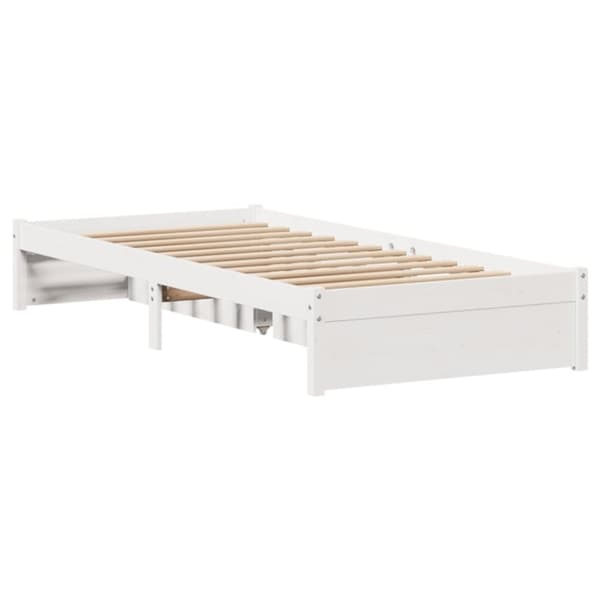 vidaXL Sängynrunko ilman patjaa valkoinen 90x200 cm täysi mänty