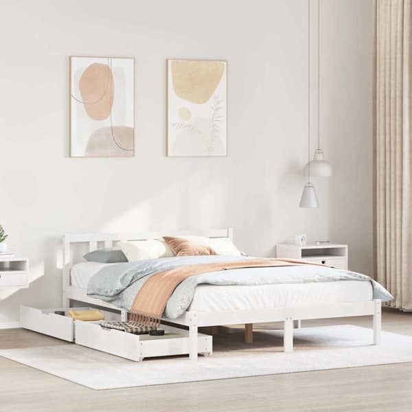vidaXL sengeramme uden madras 150x200 cm massivt fyrretræ hvid