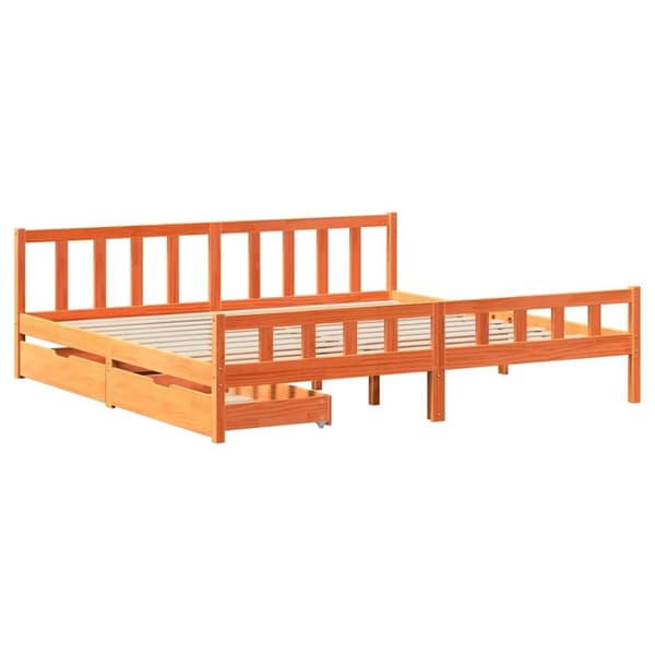 vidaXL sengeramme uden madras 180x200 cm massivt fyrretræ gyldenbrun