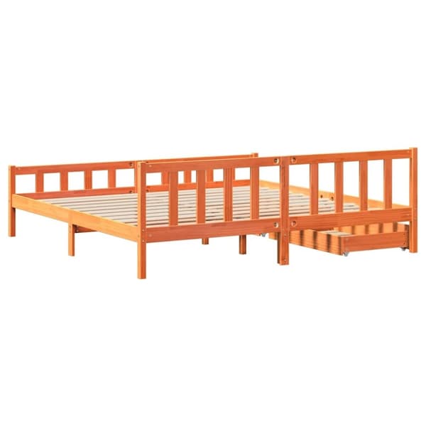 vidaXL sengeramme uden madras 180x200 cm massivt fyrretræ gyldenbrun