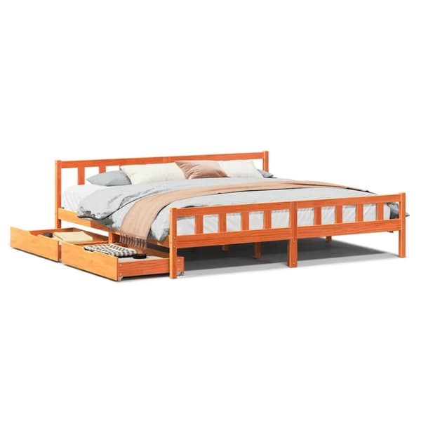 vidaXL sengeramme uden madras 180x200 cm massivt fyrretræ gyldenbrun
