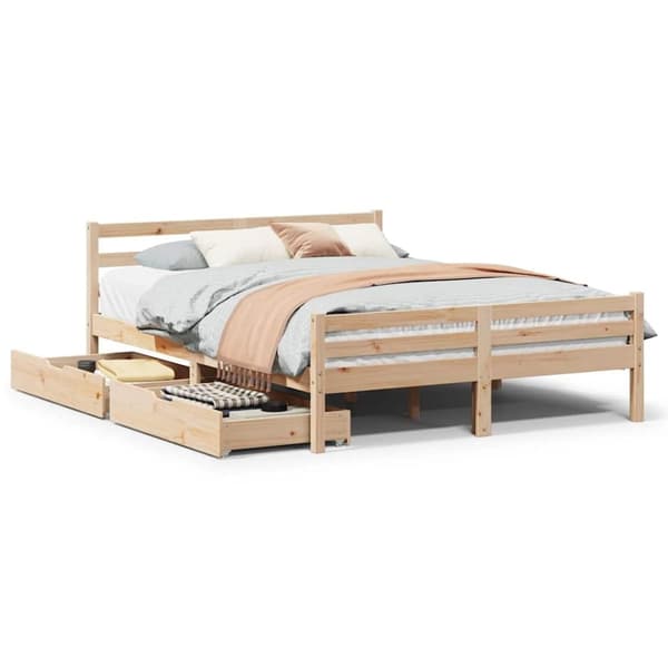 vidaXL sengeramme uden madras 135x190 cm massivt fyrretræ hvid