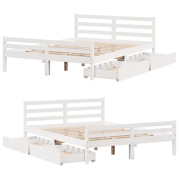 vidaXL Sengeramme uten madrass hvit 150x200 cm heltre furu