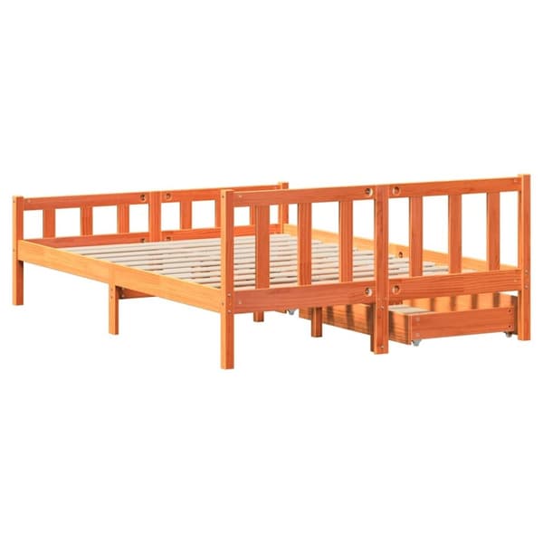 vidaXL Sengeramme uten madrass voksbrun 160x200 cm heltre furu