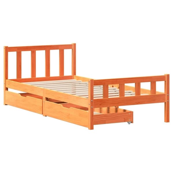 vidaXL Sengeramme uten madrass voksbrun 90x190 cm heltre furu