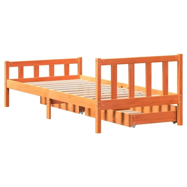 vidaXL Sengeramme uten madrass voksbrun 90x190 cm heltre furu