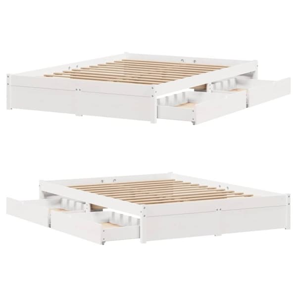 vidaXL Sengeramme uten madrass hvit 140x190 cm heltre furu