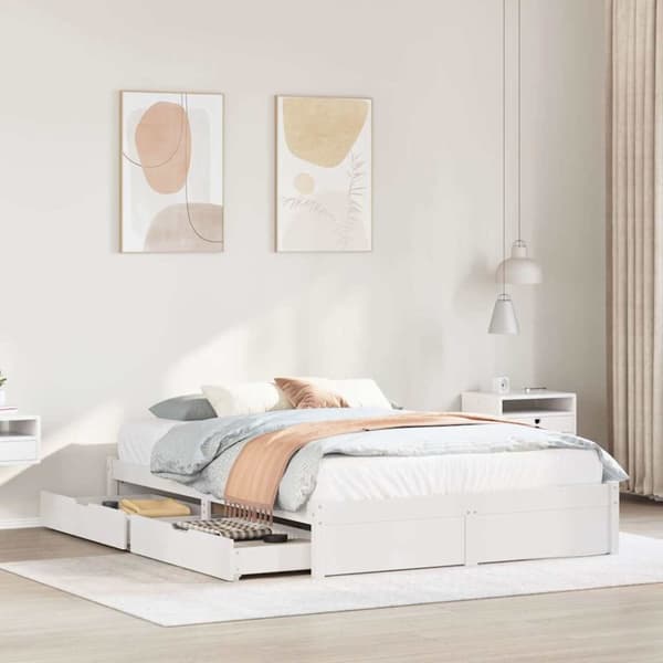 vidaXL Sengeramme uten madrass hvit 140x190 cm heltre furu