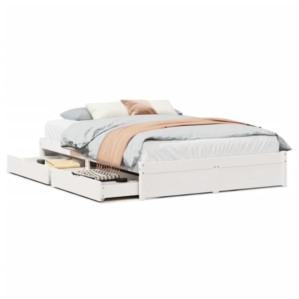 vidaXL Sengeramme uten madrass hvit 140x190 cm heltre furu