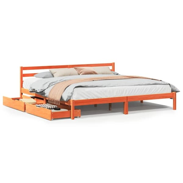 vidaXL Sengeramme uten madrass voksbrun 180x200 cm heltre furu