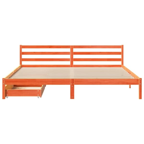 vidaXL Sengeramme uten madrass voksbrun 180x200 cm heltre furu