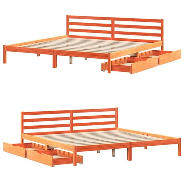 vidaXL Sengeramme uten madrass voksbrun 180x200 cm heltre furu