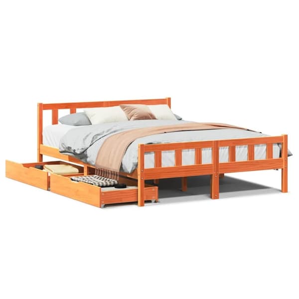 vidaXL Sengeramme uten madrass brun 150x200 cm heltre furu