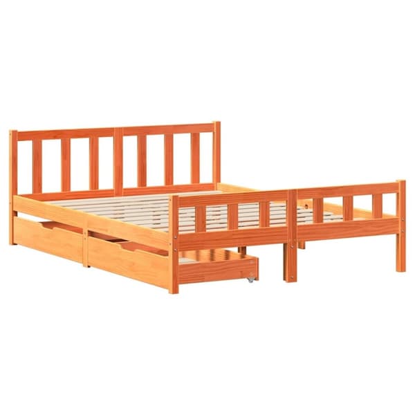 vidaXL Sengeramme uten madrass brun 150x200 cm heltre furu