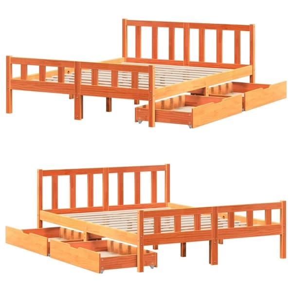 vidaXL Sengeramme uten madrass brun 150x200 cm heltre furu
