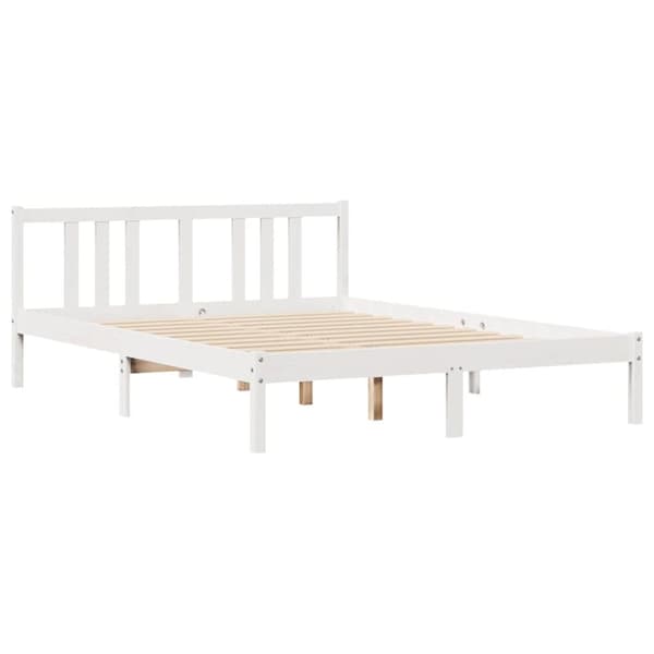 vidaXL Sängynrunko ilman patjaa valkoinen 140x200 cm täysi mänty