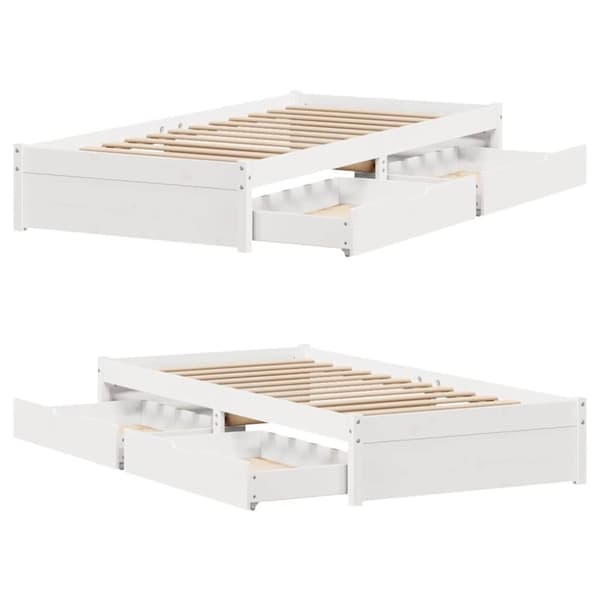 vidaXL sengeramme uden madras 90x190 cm massivt fyrretræ hvid