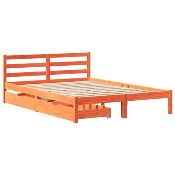 vidaXL sengeramme uden madras 150x200 cm massivt fyrretræ gyldenbrun