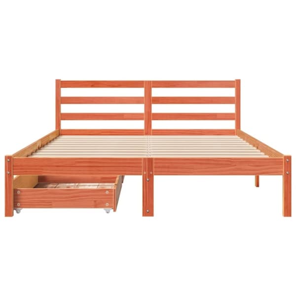 vidaXL sengeramme uden madras 150x200 cm massivt fyrretræ gyldenbrun