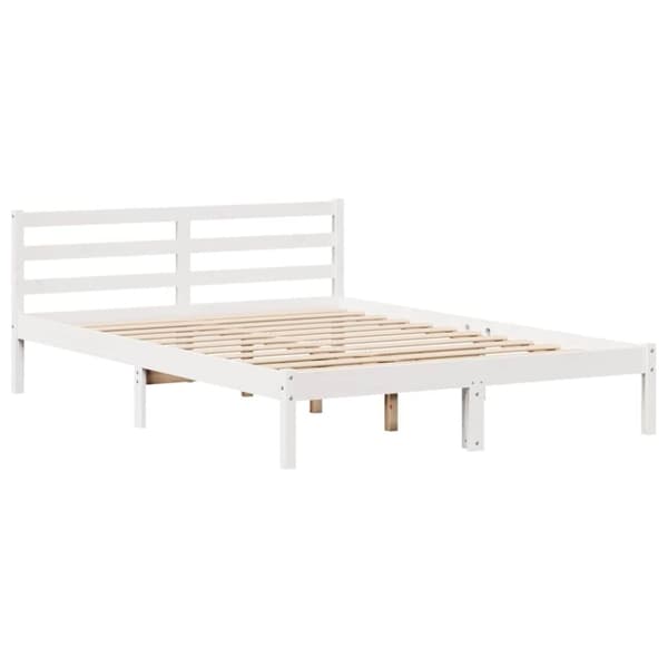 vidaXL Sängynrunko ilman patjaa valkoinen 140x200 cm täysi mänty